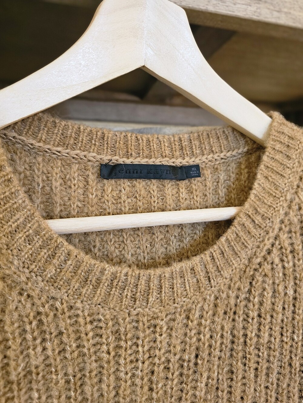 Jenni Kayne Chunky Knit Crewneck Alpaca Blend Sz XL Apricot - Picture 3 of 9